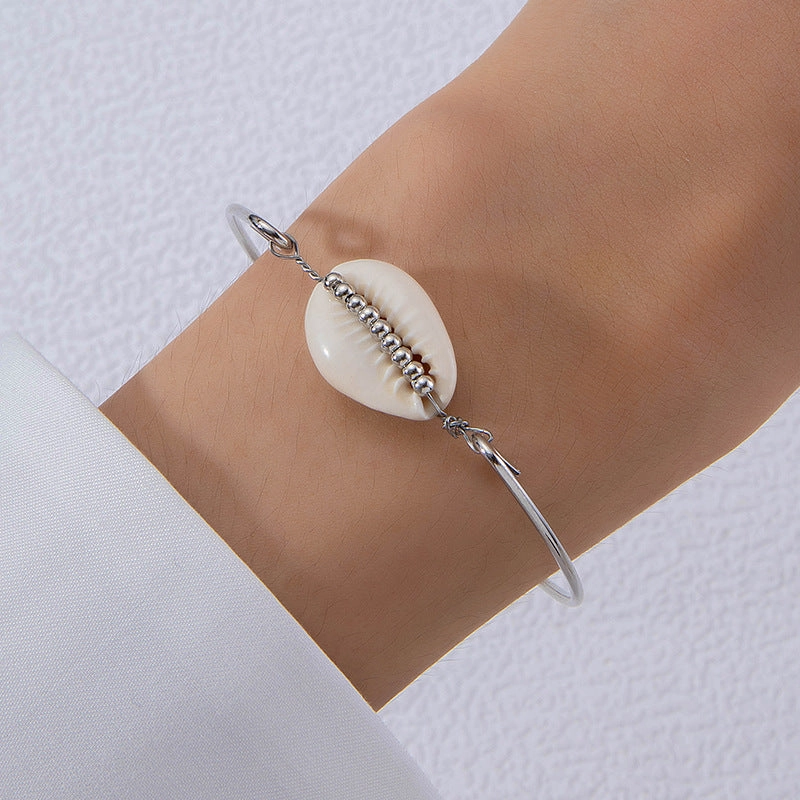 Wholesale Petal Pearl Alloy Open Bracelet