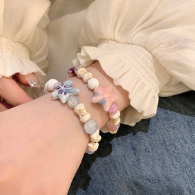 Wholesale Pink Blue Ceramic Beaded Starfish Bracelet