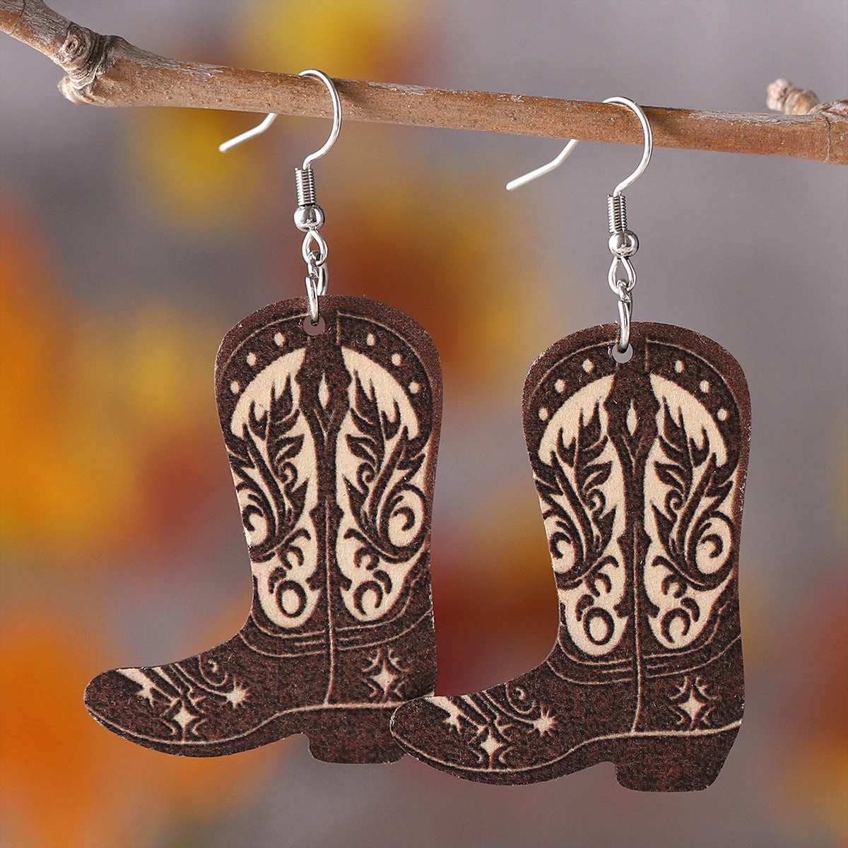 Wholesale Pink Denim Hat Cowboy Boots Pendant Earrings