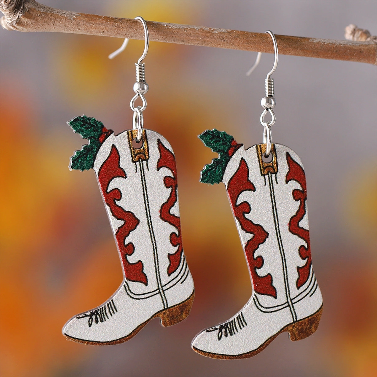 Wholesale Pink Denim Hat Cowboy Boots Pendant Earrings