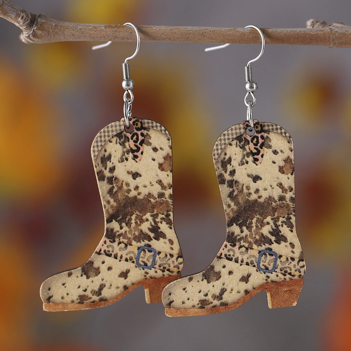 Wholesale Pink Denim Hat Cowboy Boots Pendant Earrings
