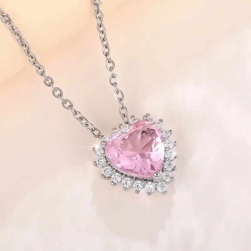 Wholesale  pink diamond zircon pendant necklace