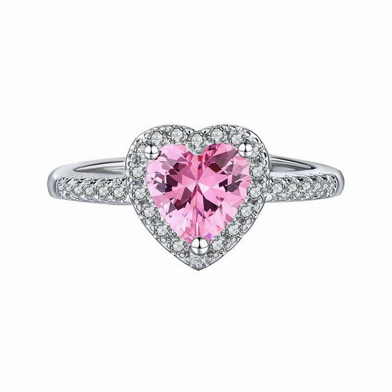 Wholesale Pink heart full diamond ring