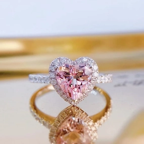 Wholesale Pink heart full diamond ring