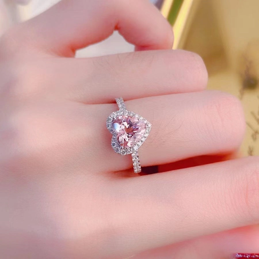 Wholesale Pink heart full diamond ring