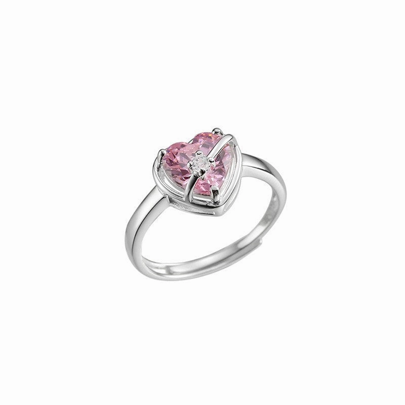 Wholesale Pink Heart Gemstone Copper Rings