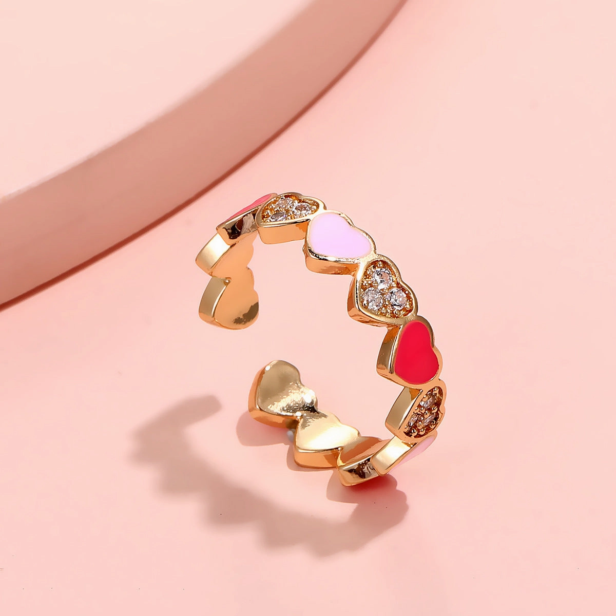 Wholesale Pink Heart Open Ring