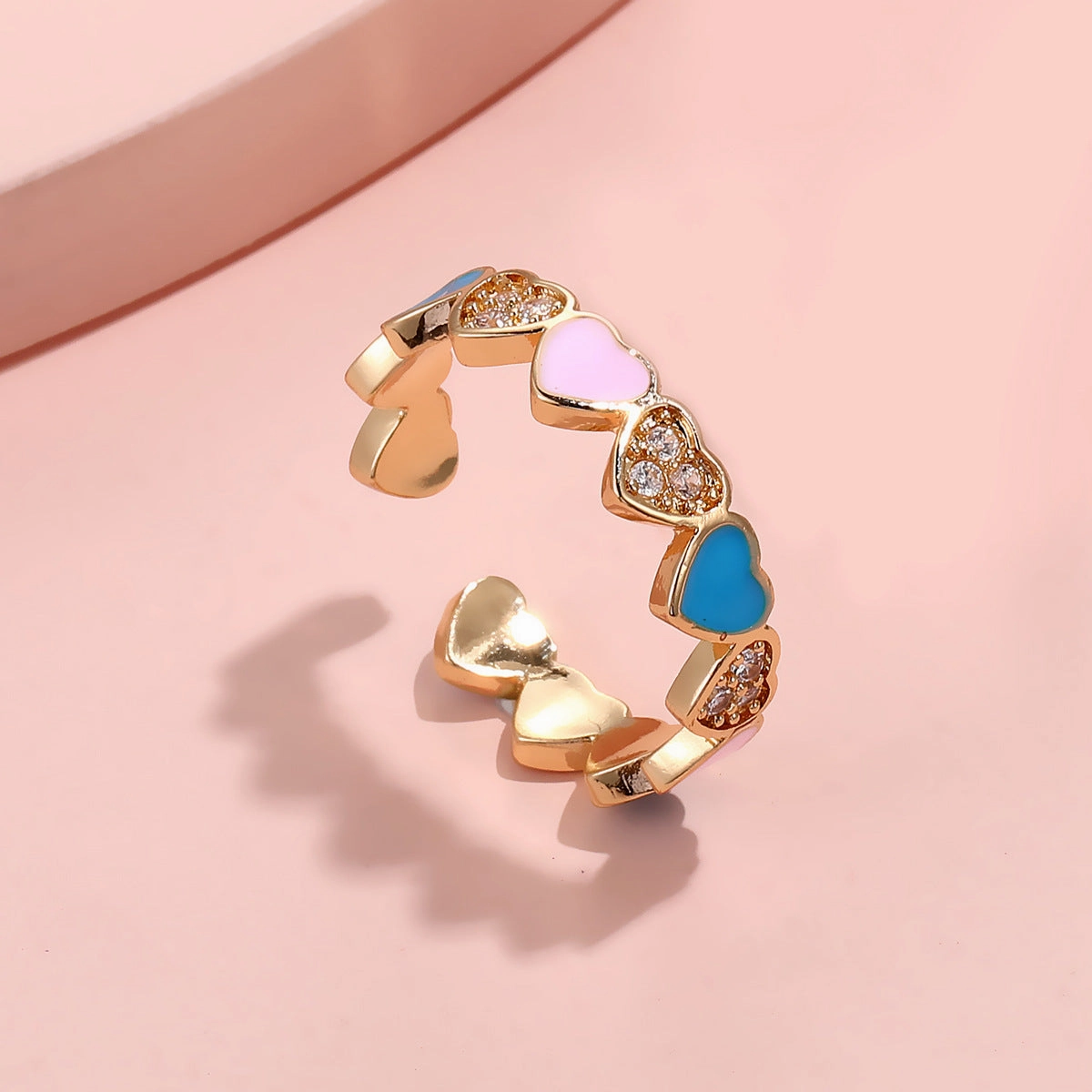 Wholesale Pink Heart Open Ring