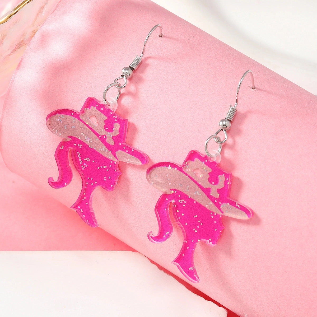 Wholesale Pink Series Hat Love Apple Acrylic Earrings