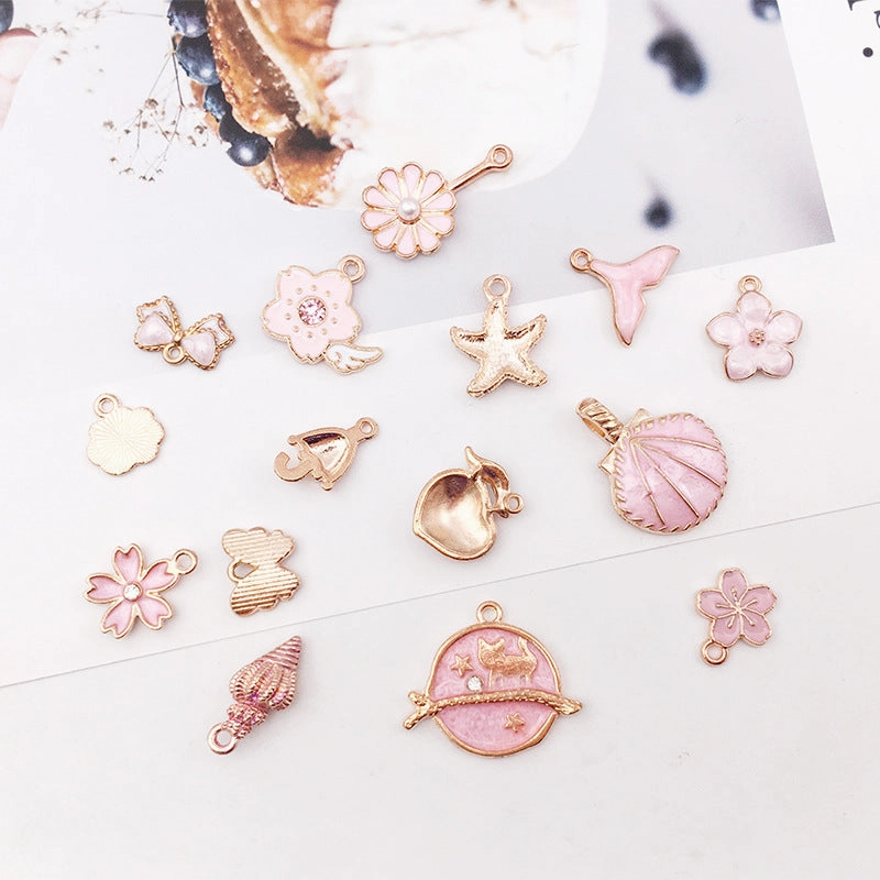 Wholesale Pink Shell Mermaid Flower Rabbit Alloy Drip Oil Pendant Simple Necklace Pendant Accessories