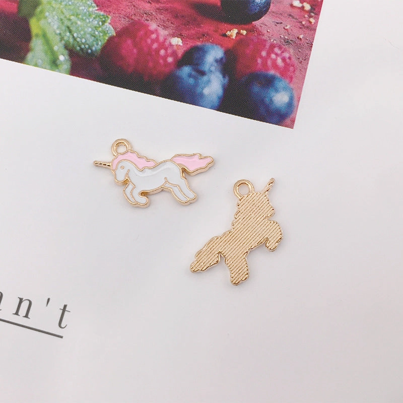 Wholesale Pink Shell Mermaid Flower Rabbit Alloy Drip Oil Pendant Simple Necklace Pendant Accessories