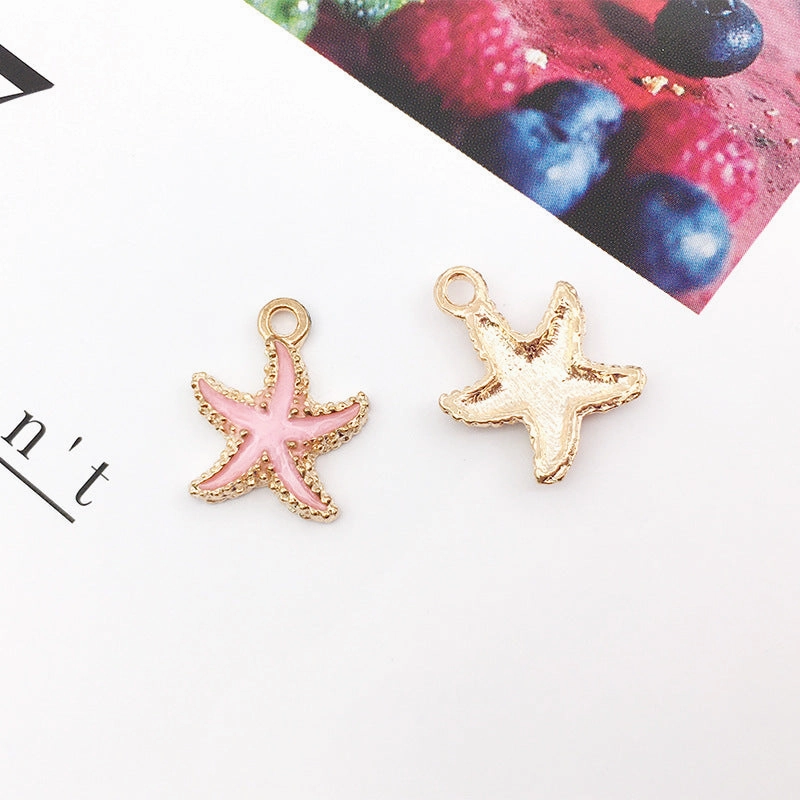 Wholesale Pink Shell Mermaid Flower Rabbit Alloy Drip Oil Pendant Simple Necklace Pendant Accessories