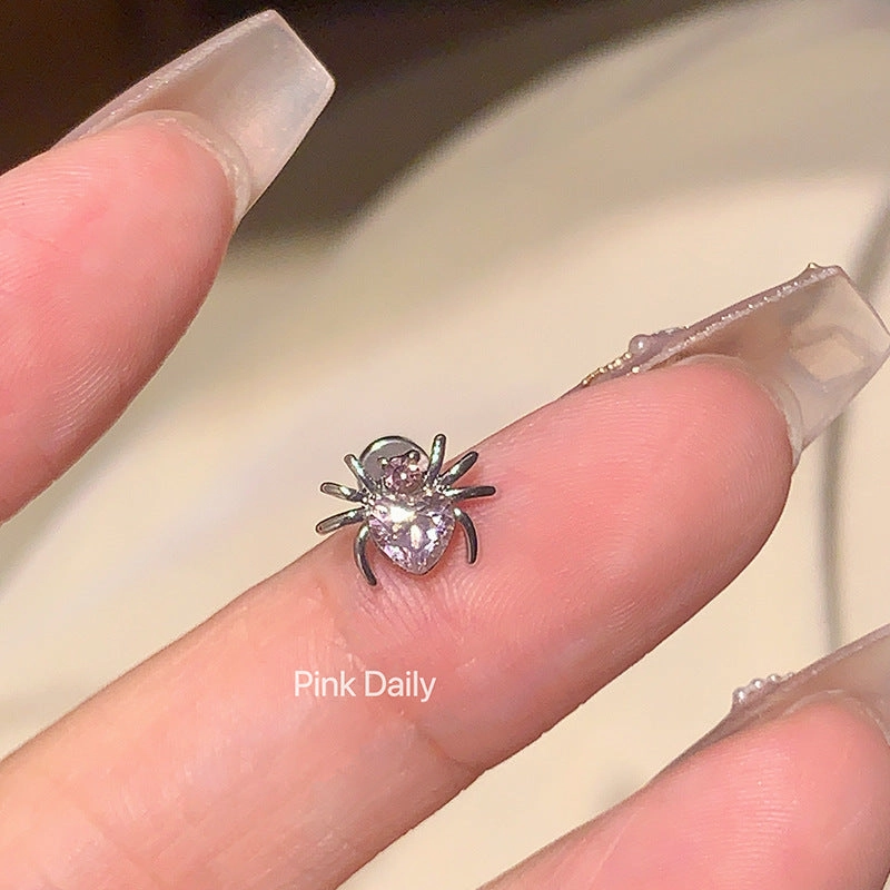 Wholesale Pink zircon cross ear bone studs titanium steel butterfly cochlear studs