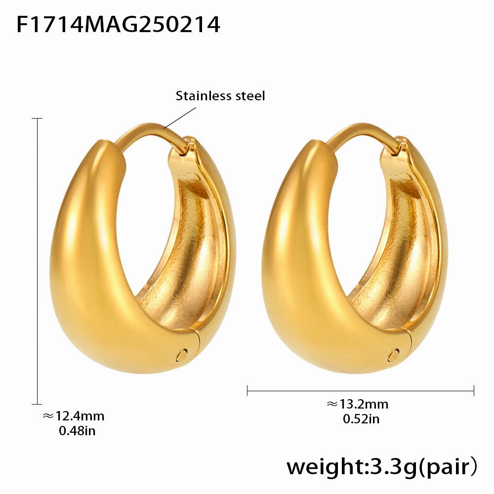 Wholesale Plain stainless steel high polished gold color matching earrings