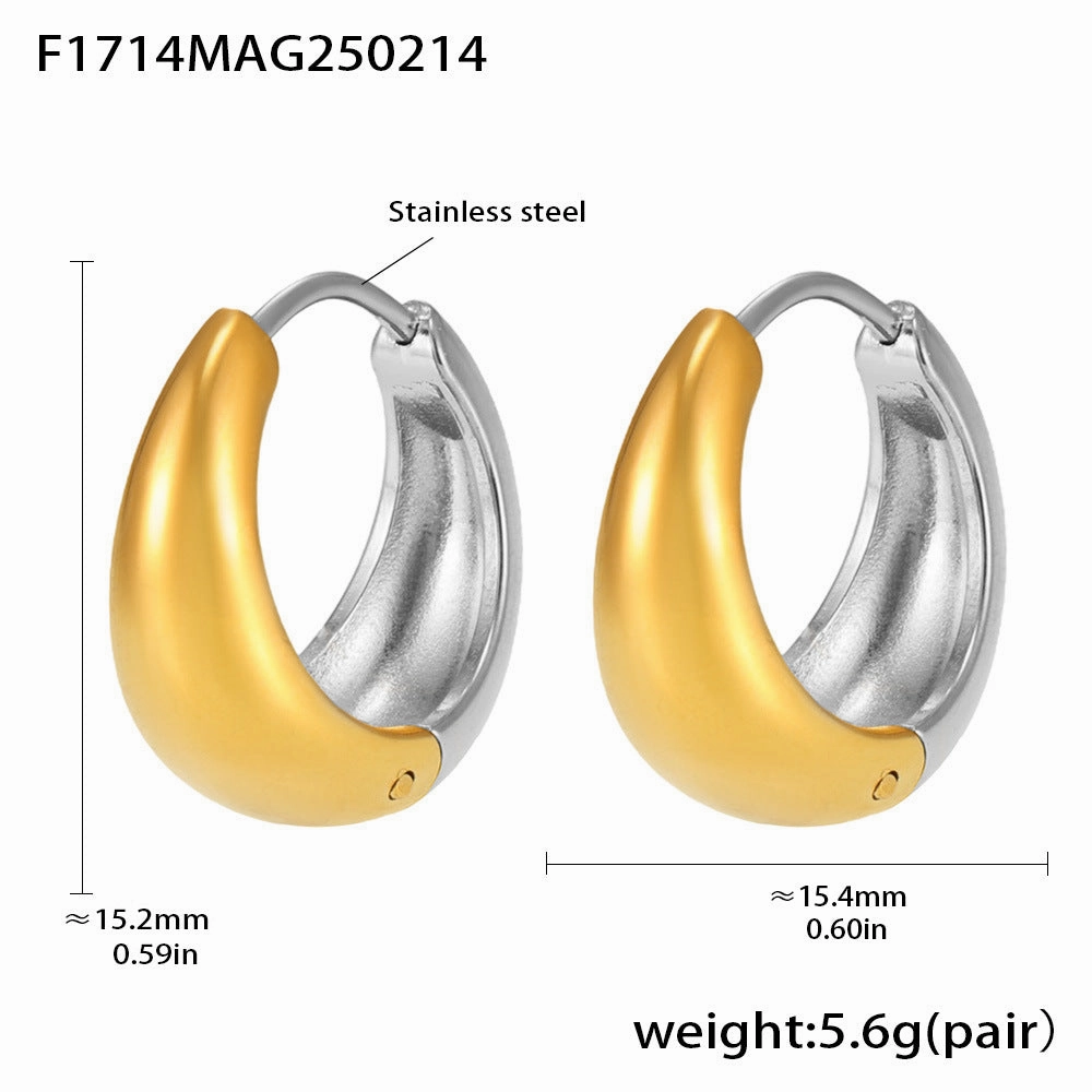 Wholesale Plain stainless steel high polished gold color matching earrings