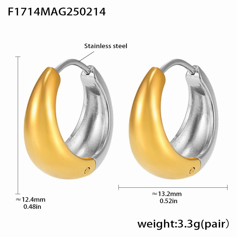Wholesale Plain stainless steel high polished gold color matching earrings