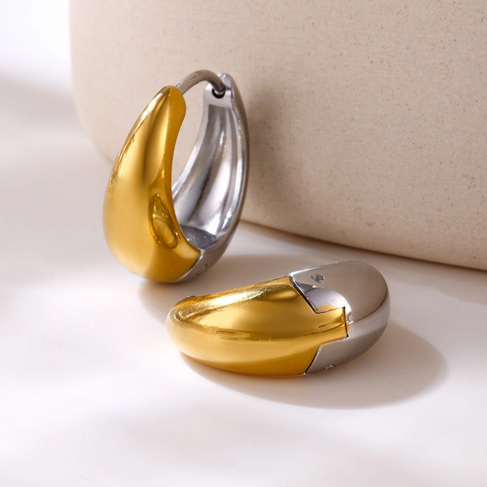 Wholesale Plain stainless steel high polished gold color matching earrings