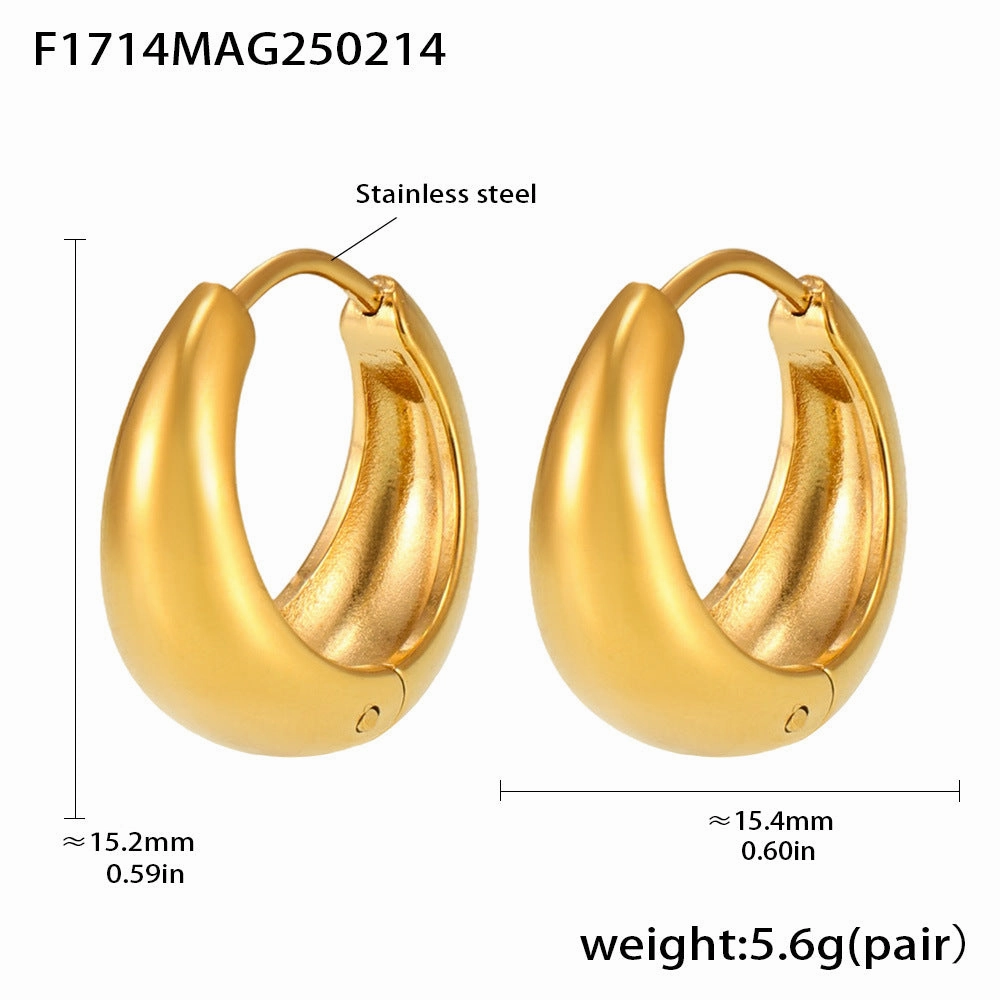 Wholesale Plain stainless steel high polished gold color matching earrings