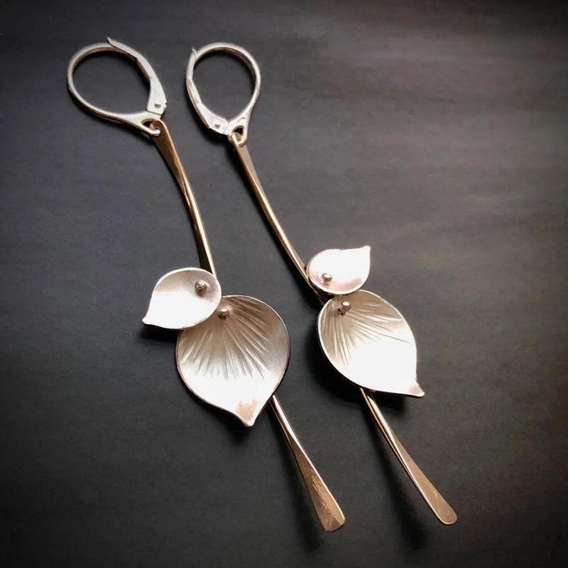Wholesale Plant Leaf Metal Petal Drop Earrings