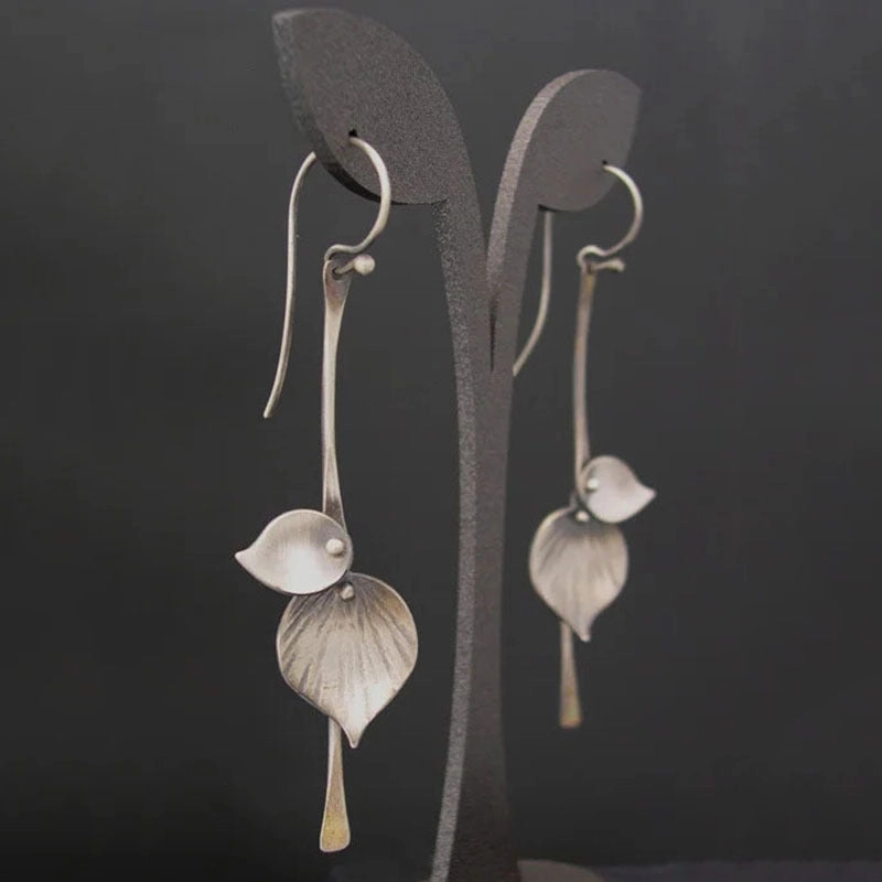 Wholesale Plant Leaf Metal Petal Drop Earrings