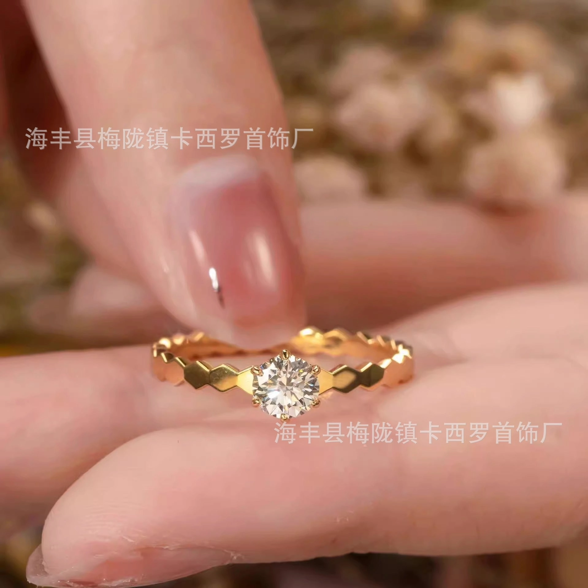 Wholesale Plated 18k Rose Gold Diamond Couple Ring