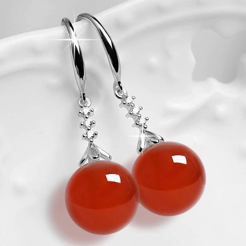 Wholesale Platinum-plated long fashionable imitation Hetian green jasper earrings