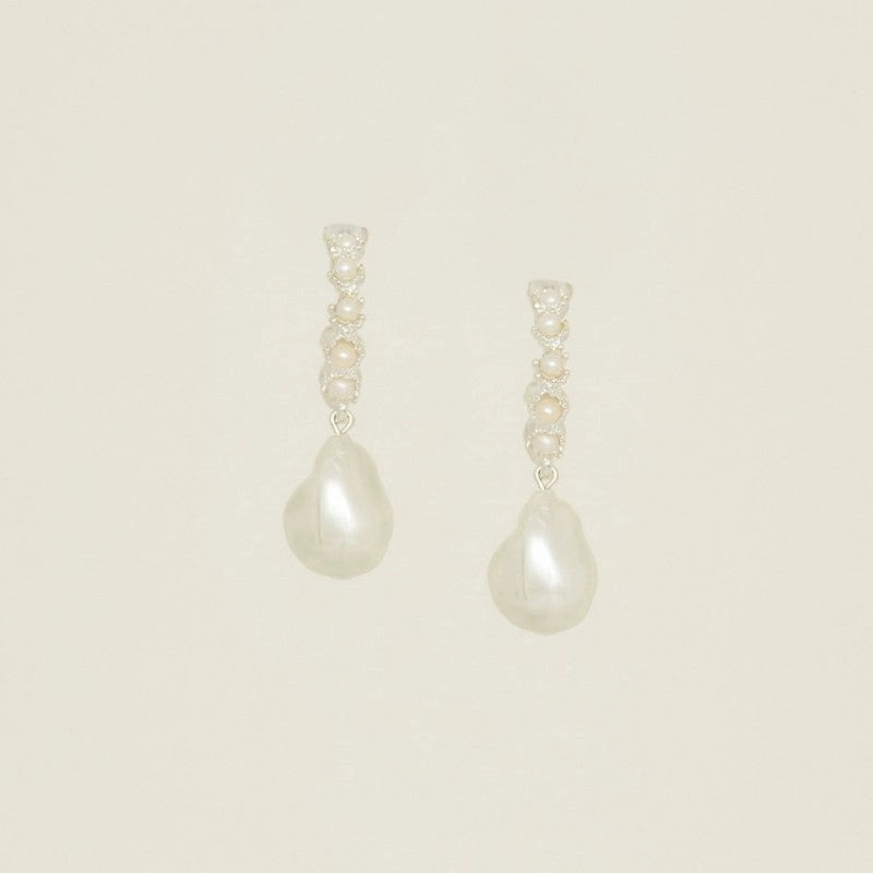 Wholesale pleated pearl earrings baroque pearl earrings