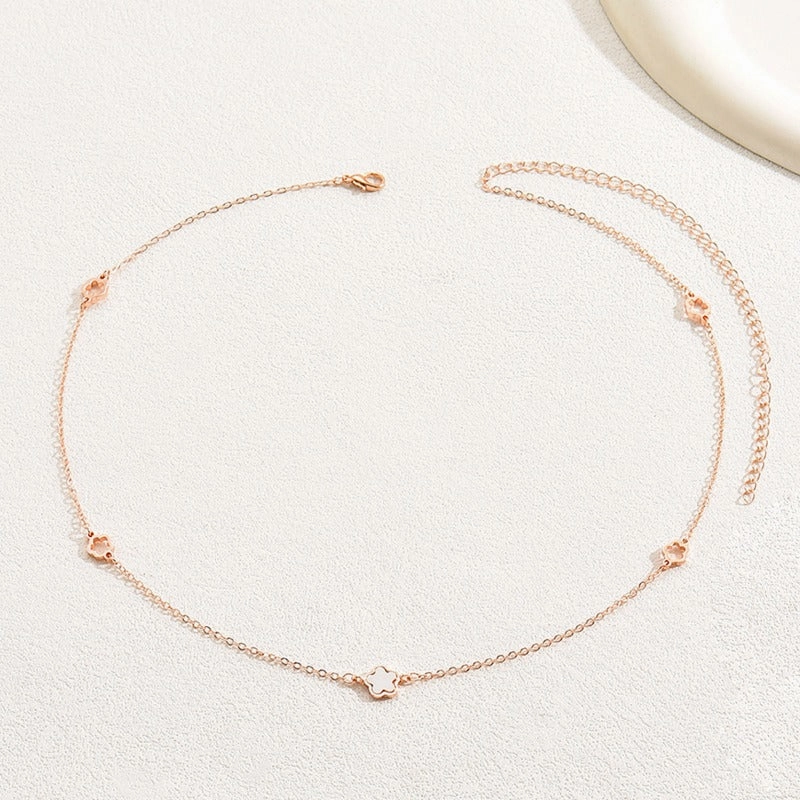 Wholesale Plum Blossom Design Rose Gold Long Earrings and Necklace Set