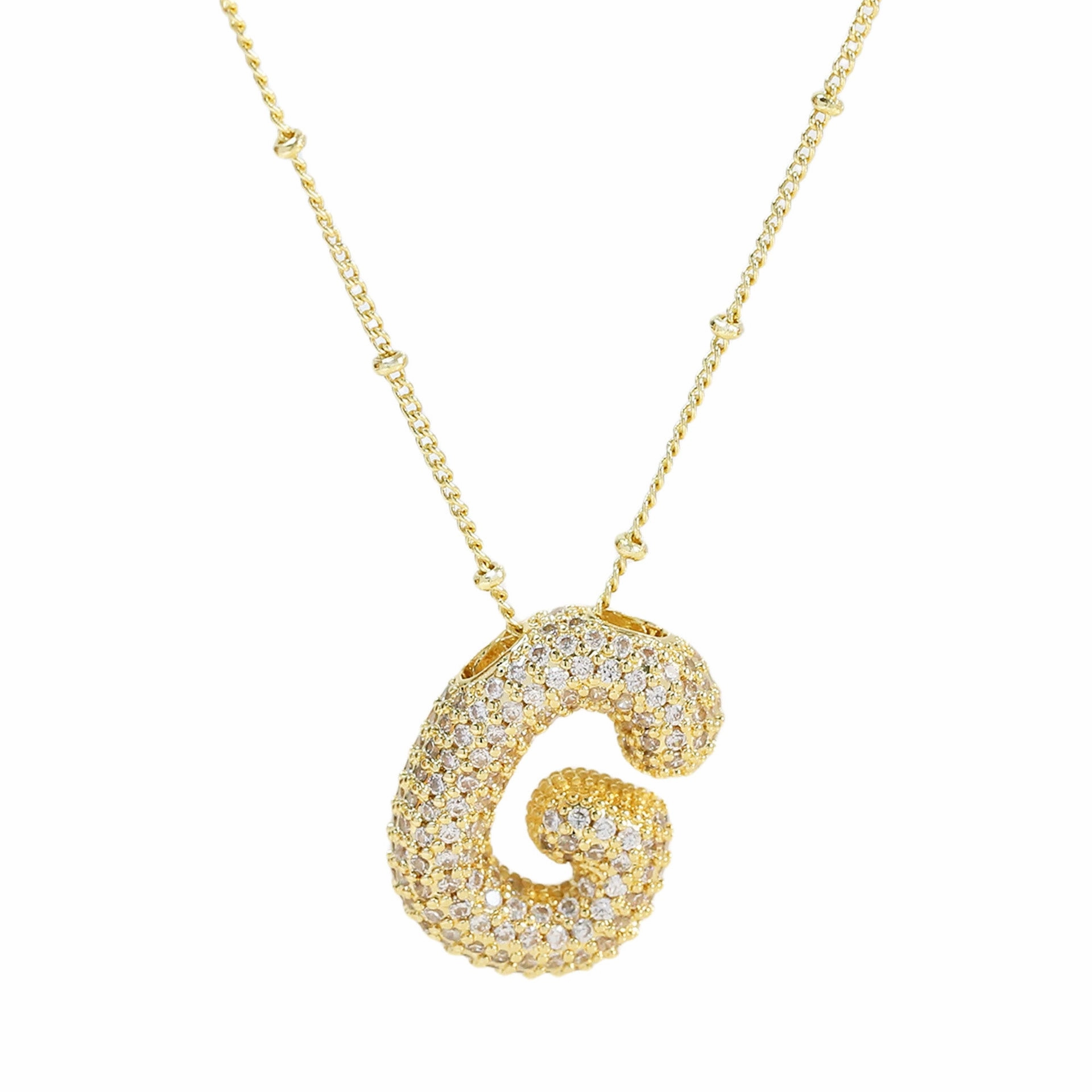 Wholesale Popular Brass Zircon Bubble Feeling Balloon Letter Pendant 26 Letter Necklace