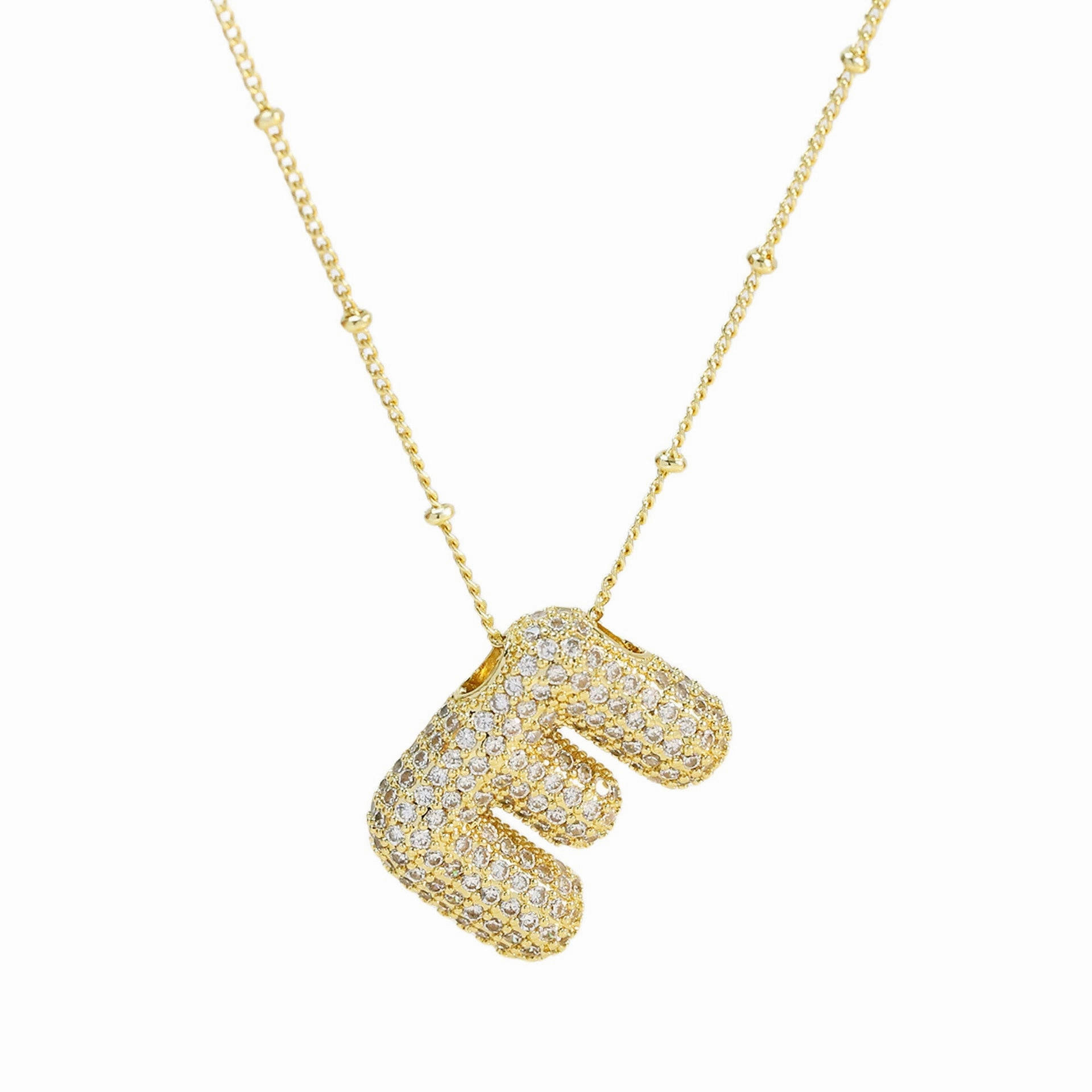 Wholesale Popular Brass Zircon Bubble Feeling Balloon Letter Pendant 26 Letter Necklace