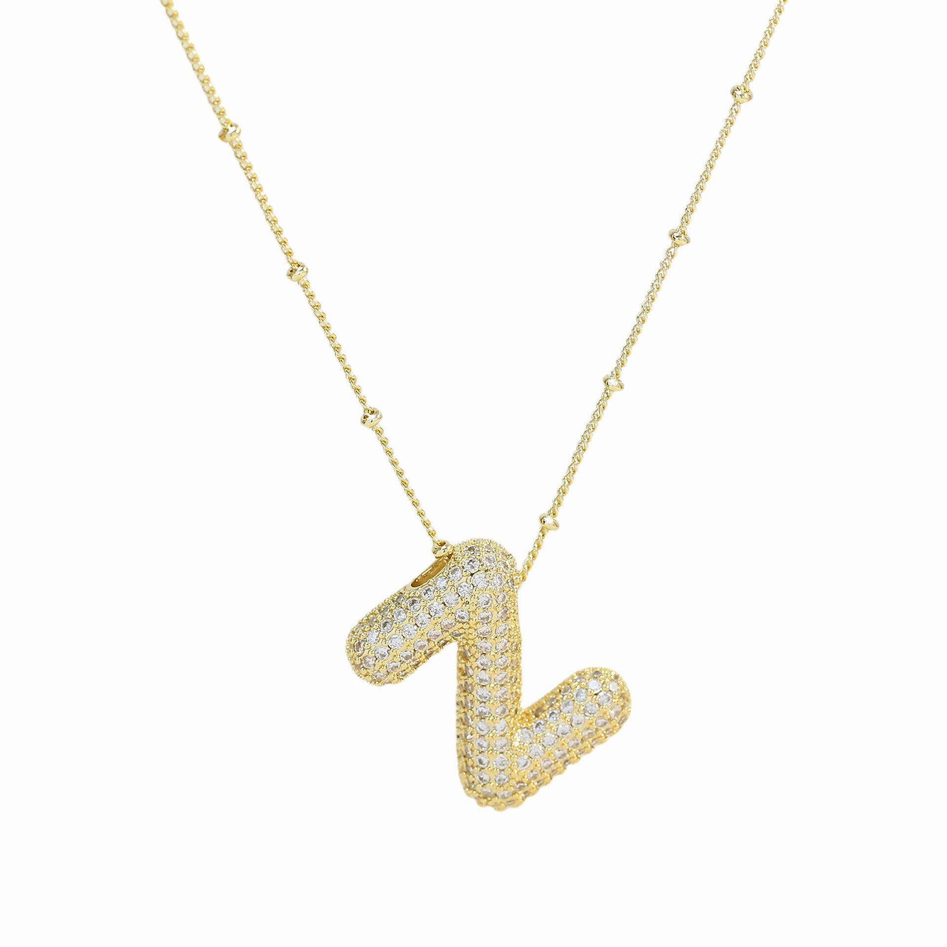 Wholesale Popular Brass Zircon Bubble Feeling Balloon Letter Pendant 26 Letter Necklace