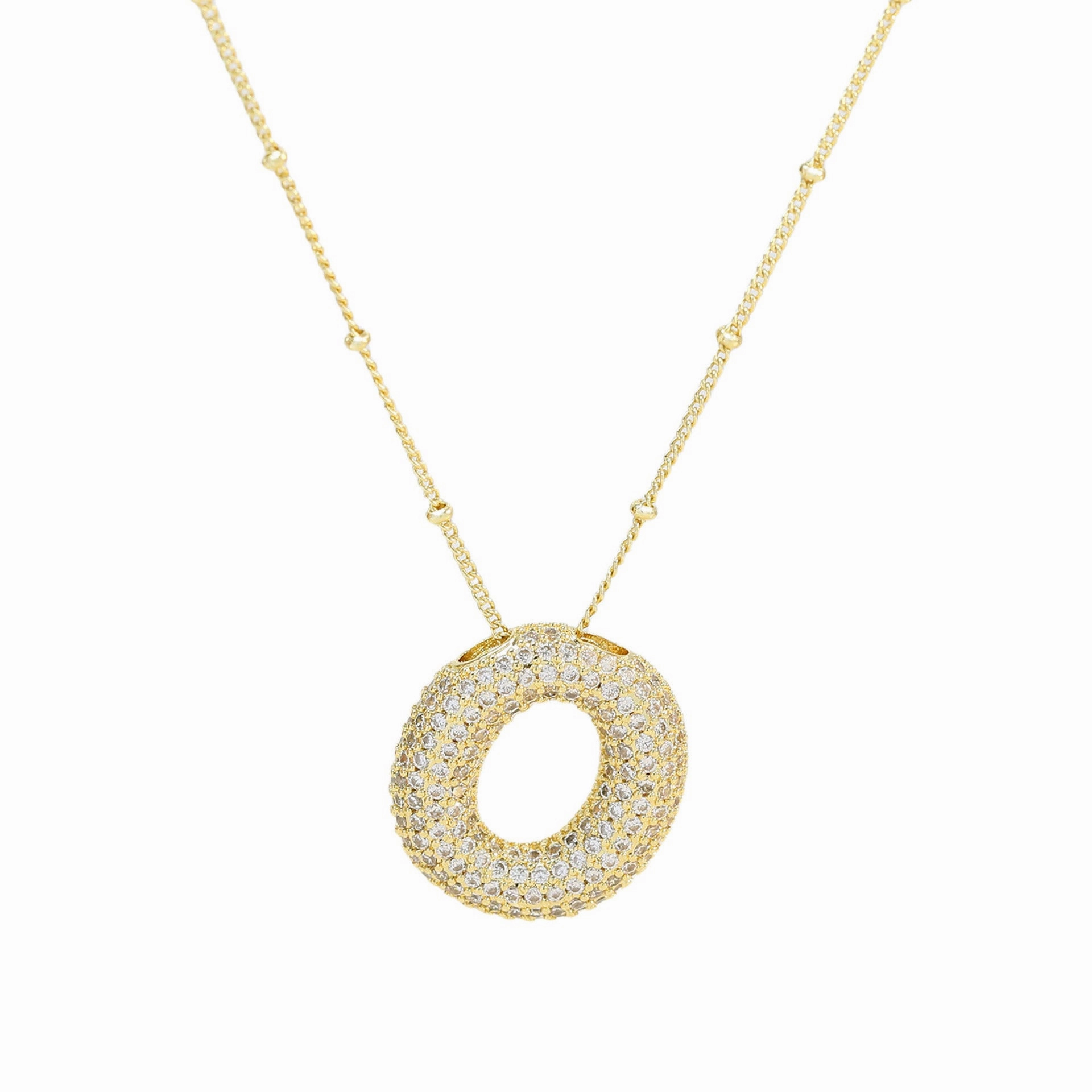Wholesale Popular Brass Zircon Bubble Feeling Balloon Letter Pendant 26 Letter Necklace