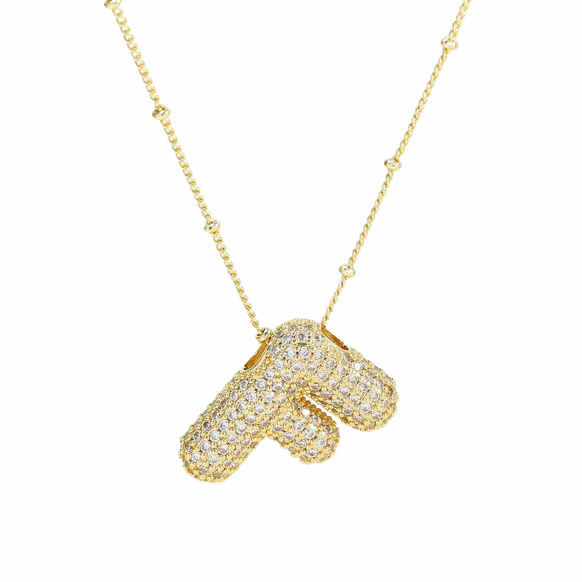 Wholesale Popular Brass Zircon Bubble Feeling Balloon Letter Pendant 26 Letter Necklace