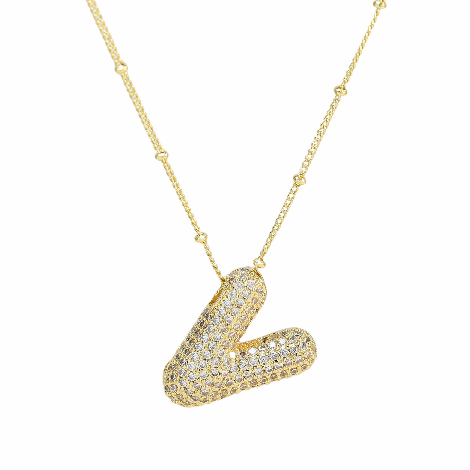 Wholesale Popular Brass Zircon Bubble Feeling Balloon Letter Pendant 26 Letter Necklace