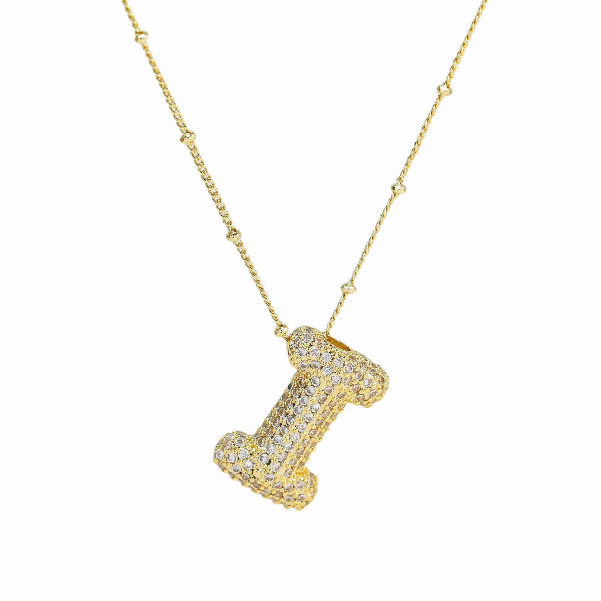 Wholesale Popular Brass Zircon Bubble Feeling Balloon Letter Pendant 26 Letter Necklace