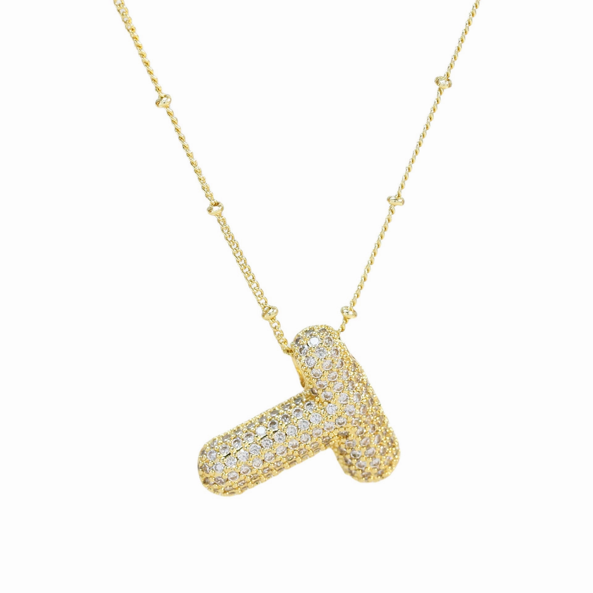 Wholesale Popular Brass Zircon Bubble Feeling Balloon Letter Pendant 26 Letter Necklace