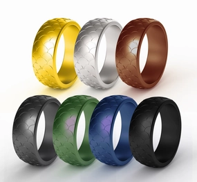 Wholesale popular fish scale pattern silicone ring men's outdoor sports silicone ring