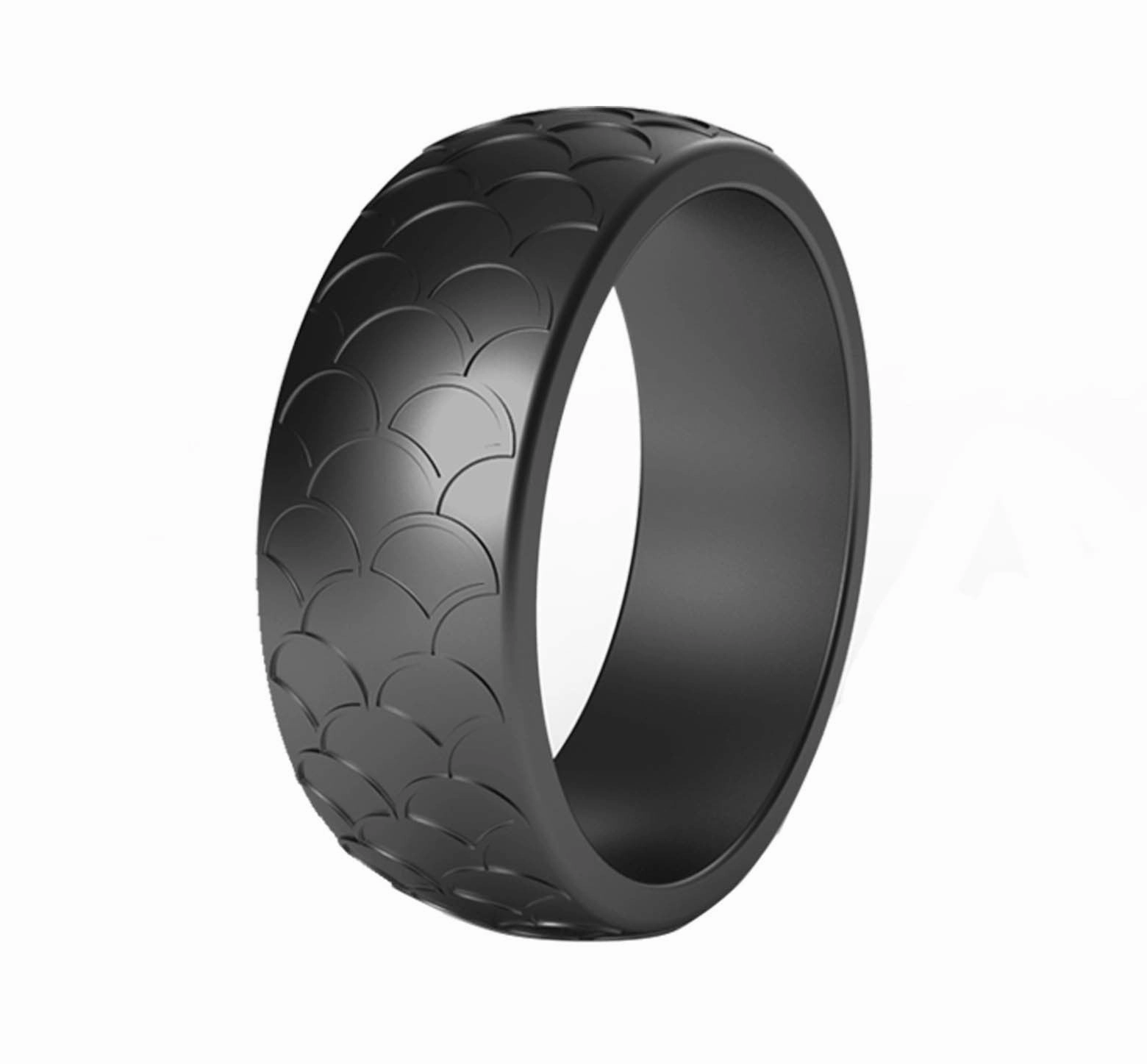 Wholesale popular fish scale pattern silicone ring men's outdoor sports silicone ring