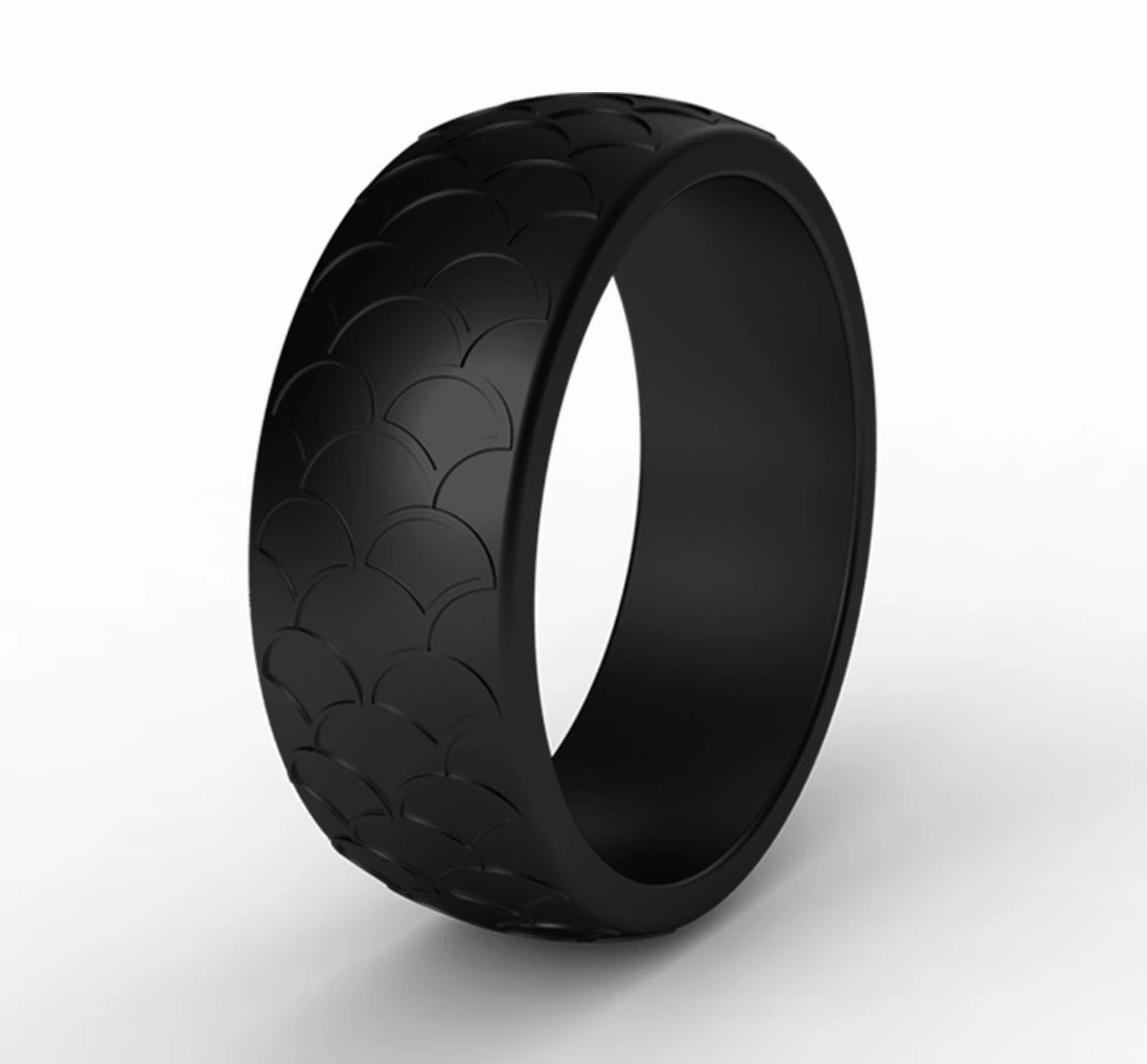 Wholesale popular fish scale pattern silicone ring men's outdoor sports silicone ring