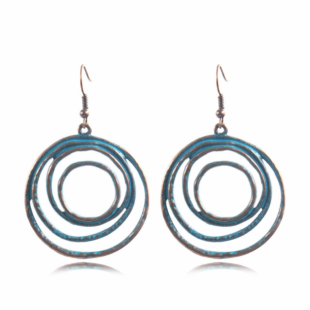 Wholesale Popular Retro Bohemian Geometric Alloy Exaggerated Earrings