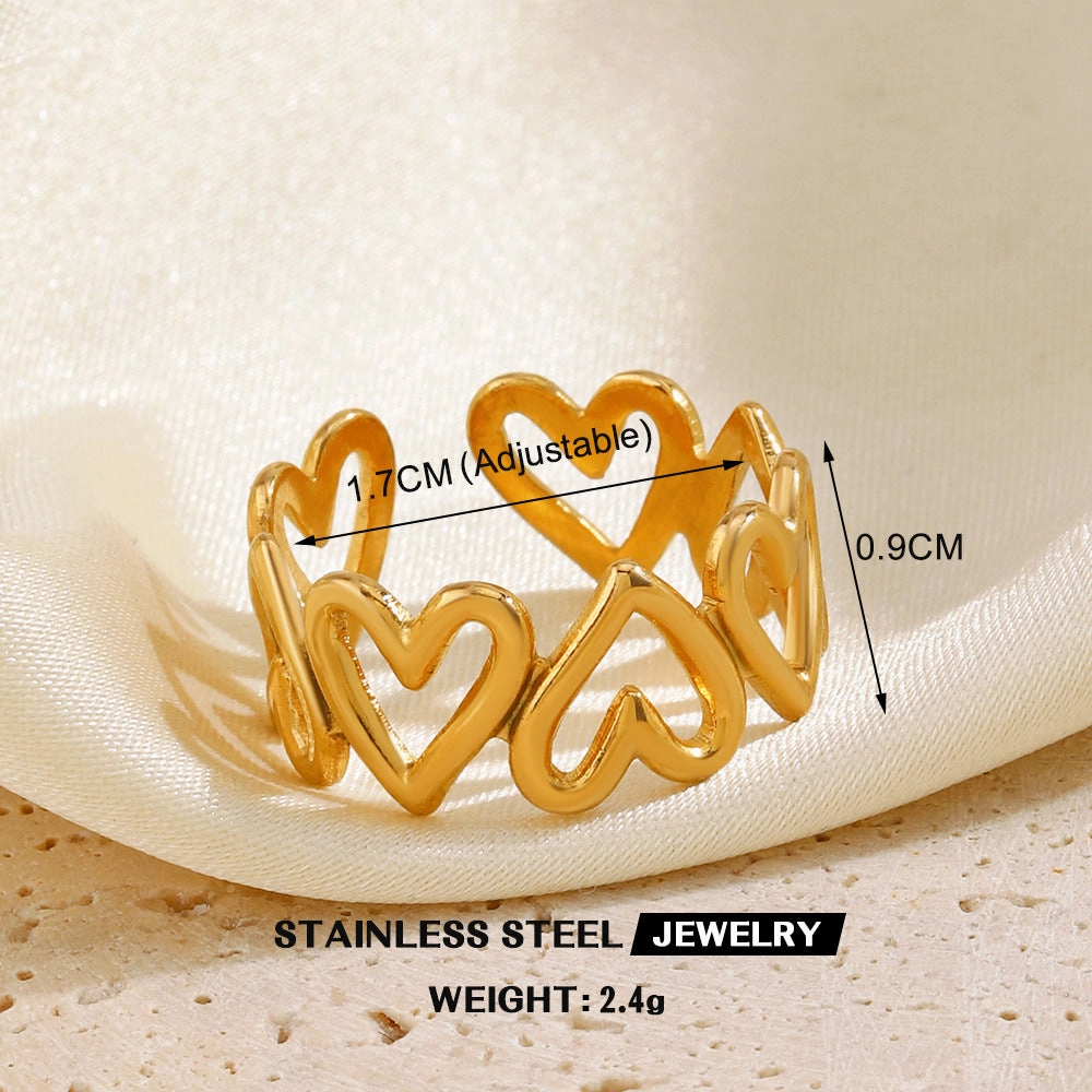 Wholesale Popular Stainless Steel Love Women's Personality Hip Hop Line  Ring