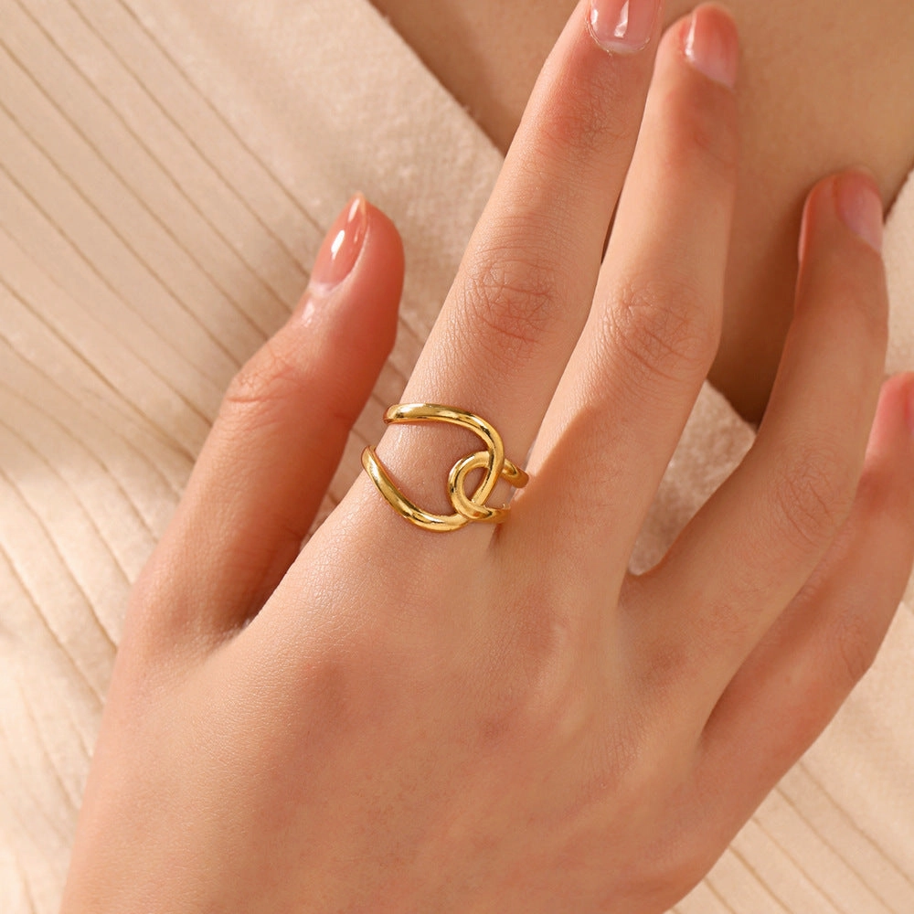 Wholesale Popular Stainless Steel Love Women's Personality Hip Hop Line  Ring
