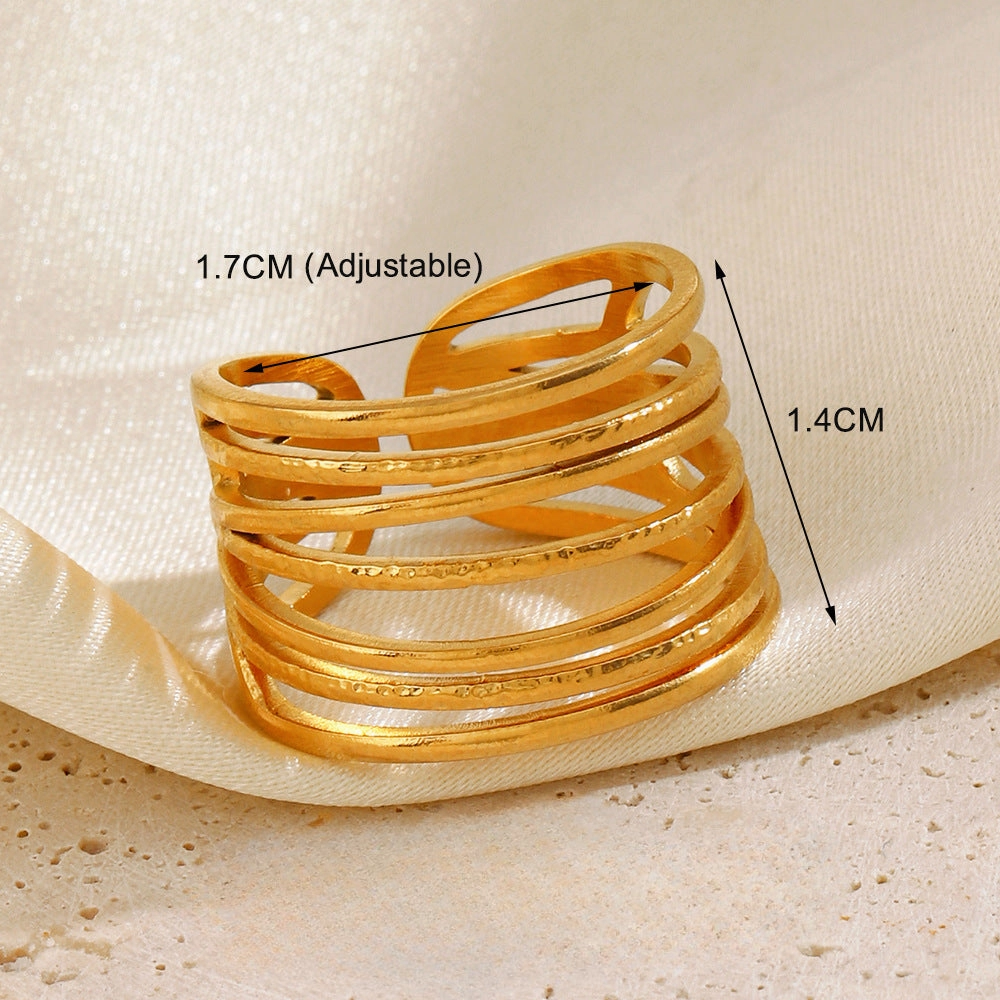 Wholesale Popular Stainless Steel Love Women's Personality Hip Hop Line  Ring