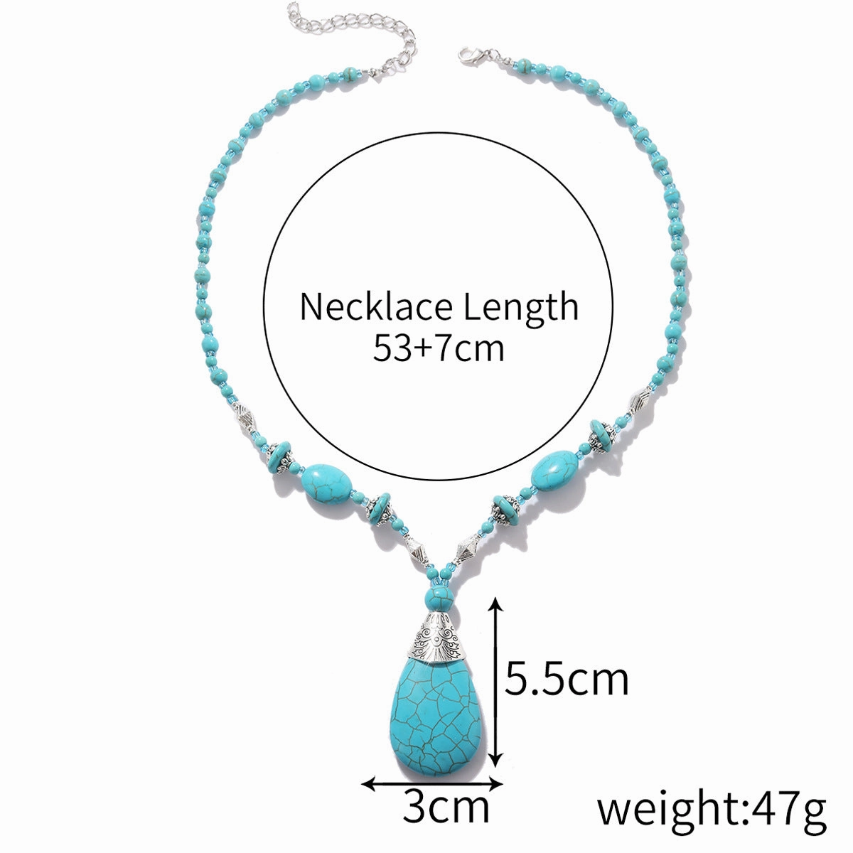Wholesale Popular Vintage Pearl Pendant, Bohemian Ethnic Jewelry, Turquoise Necklace Earring Set