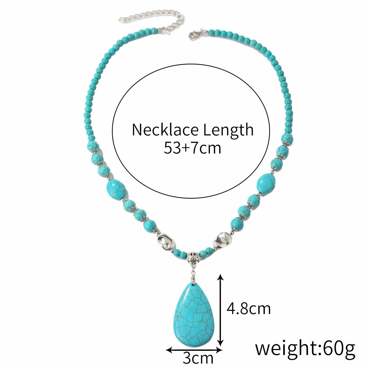 Wholesale Popular Vintage Pearl Pendant, Bohemian Ethnic Jewelry, Turquoise Necklace Earring Set
