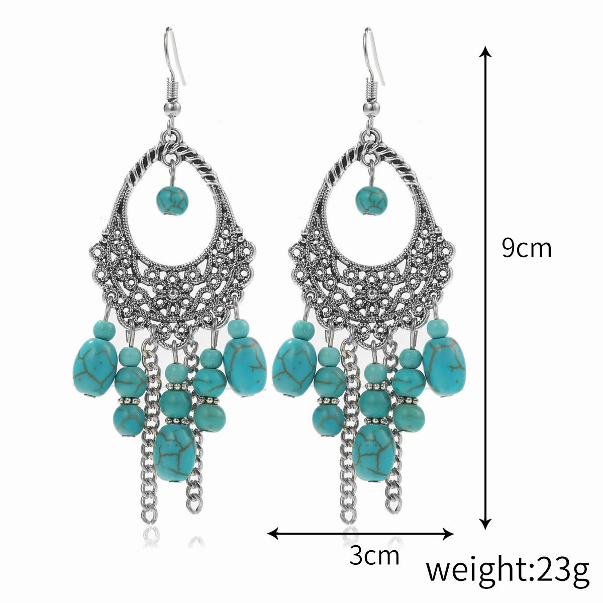 Wholesale Popular Vintage Pearl Pendant, Bohemian Ethnic Jewelry, Turquoise Necklace Earring Set