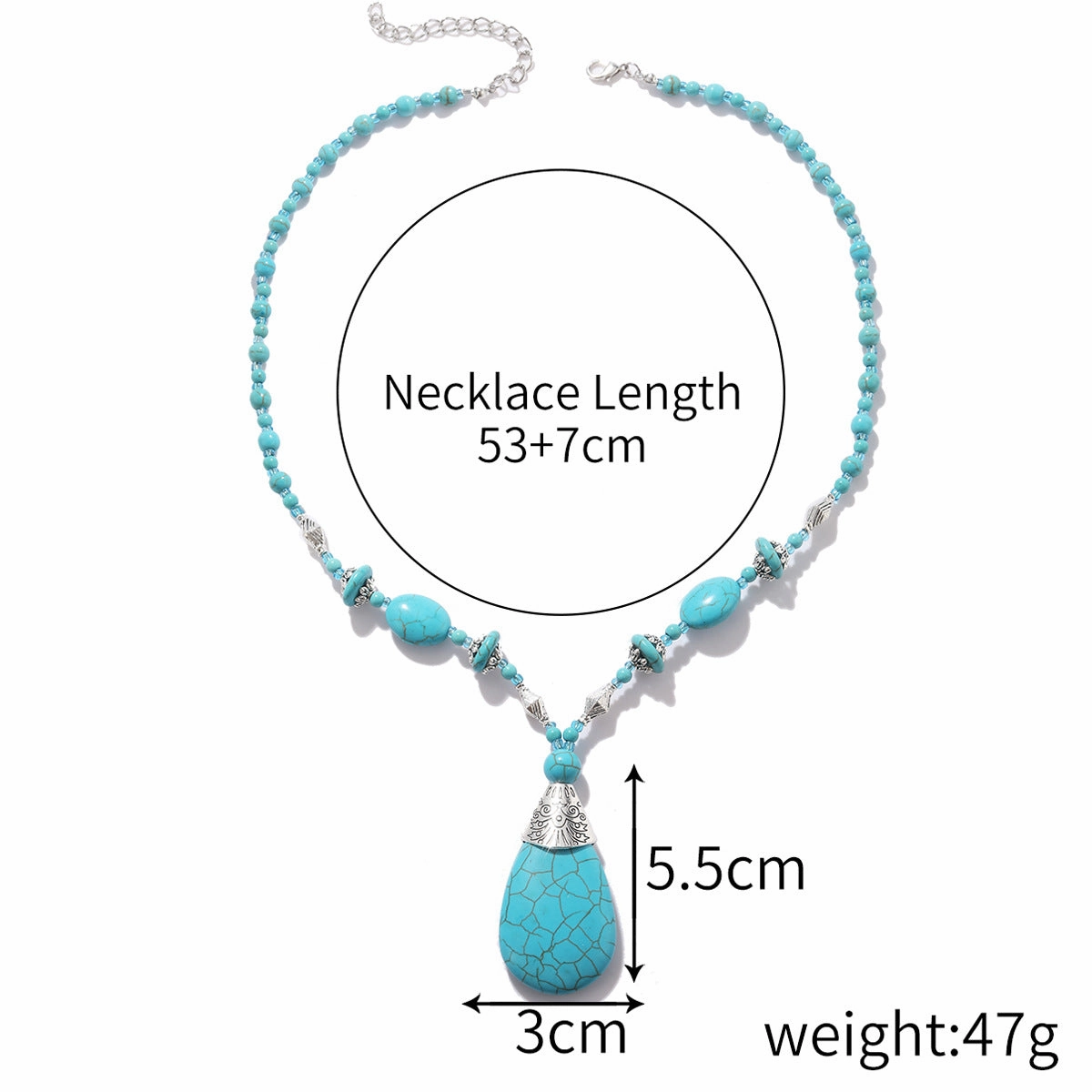 Wholesale Popular Vintage Pearl Pendant, Bohemian Ethnic Jewelry, Turquoise Necklace Earring Set