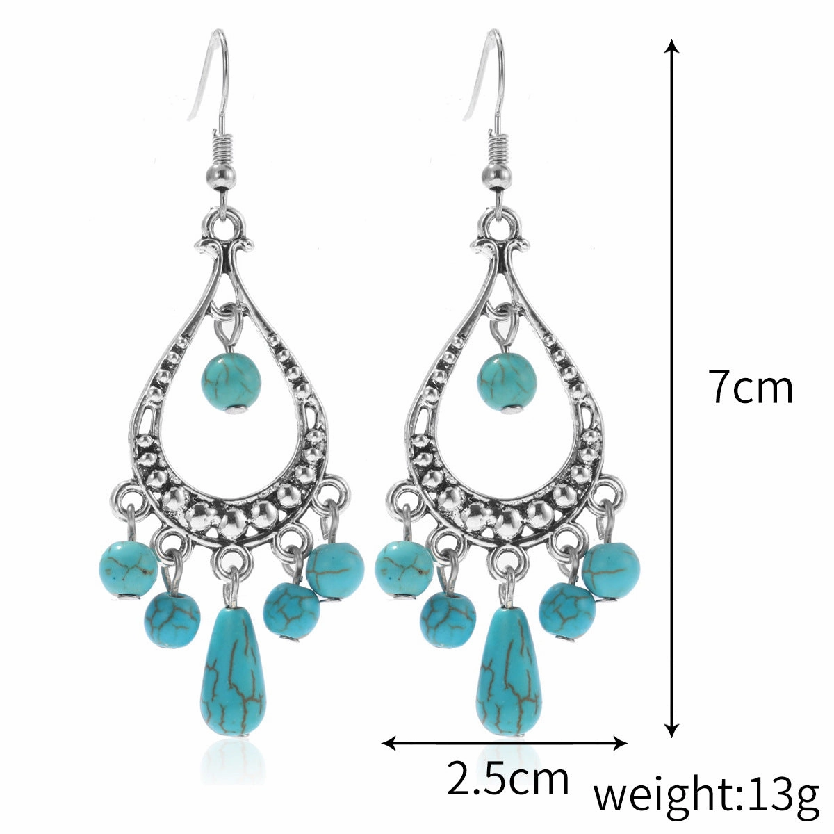Wholesale Popular Vintage Pearl Pendant, Bohemian Ethnic Jewelry, Turquoise Necklace Earring Set