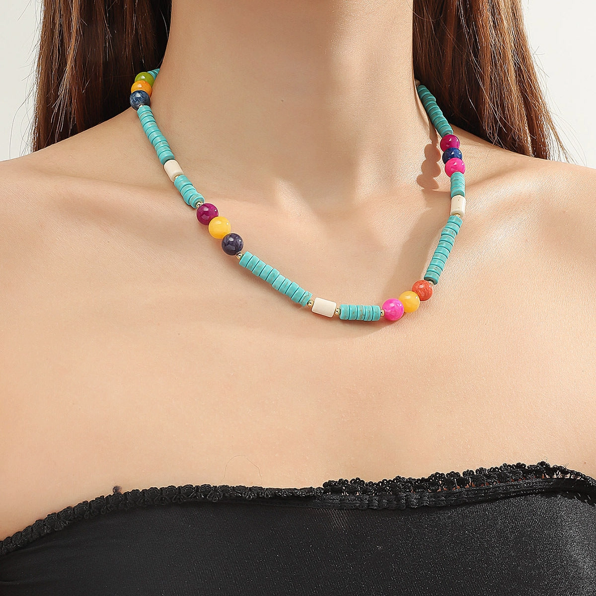 Wholesale Popular Vintage Pearl Pendant, Bohemian Ethnic Jewelry, Turquoise Necklace Earring Set