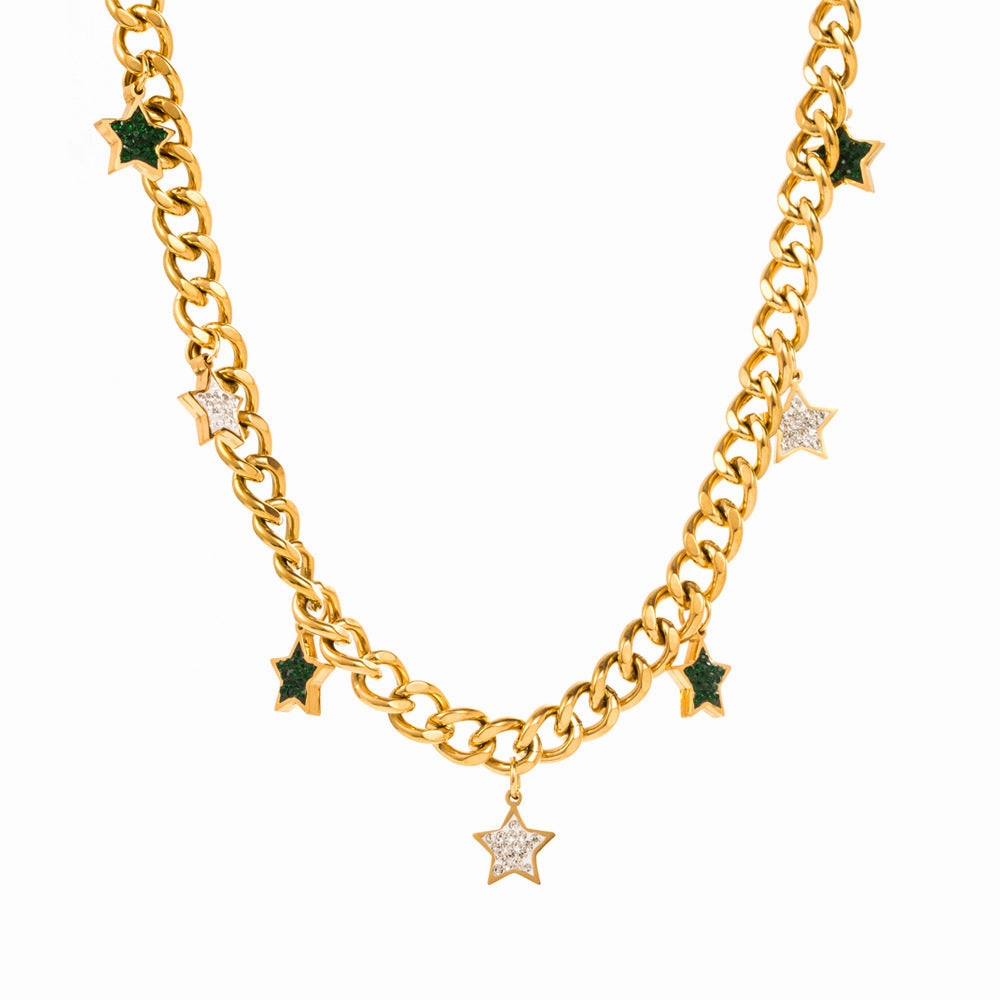 Wholesale Premium Stainless Steel Devil's Eye with Water Drop Diamond Clavicle Chain Trend Titanium Steel Necklace